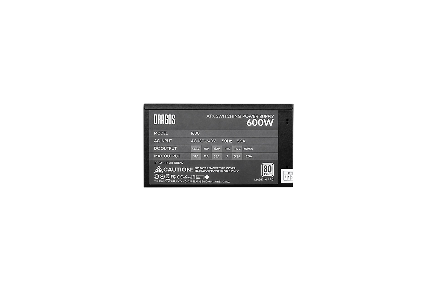 DRAGOS ENERGYFLOW 600W PLUS 12CM FAN 600W 80+ POWER SUPPLY