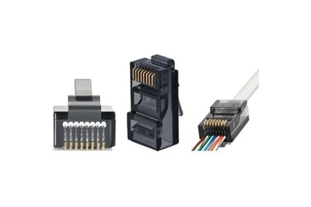 EZRJ45 CAT6 RENKLİ KONNEKTÖR 100LÜ ( MAVİ - SARI - SİYAH ) GAB-CLR