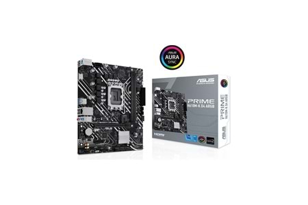 ASUS PRIME H610M-K D4 ARGB INTEL H610 LGA1700 DDR4 3200MHZ HDMI M2 USB3.2 ANAKART 12.13.14.NESIL