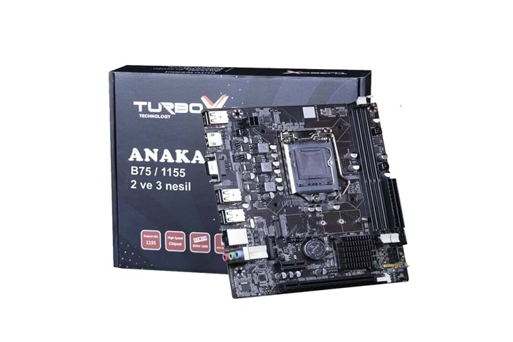 TURBOX B75(H61) M2 DDR3 1600MHZ USB 3.0 VGA HDMI 1155P 2.3.GEN ANAKART