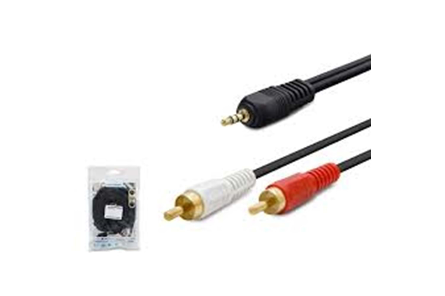 AUX 3.5 (M) TO 2RCA (M) KABLO 2LINE GOLD 3M SİYAH HDX1031