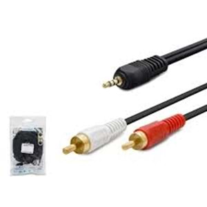 AUX 3.5 (M) TO 2RCA (M) KABLO 2LINE GOLD 3M SİYAH HDX1031