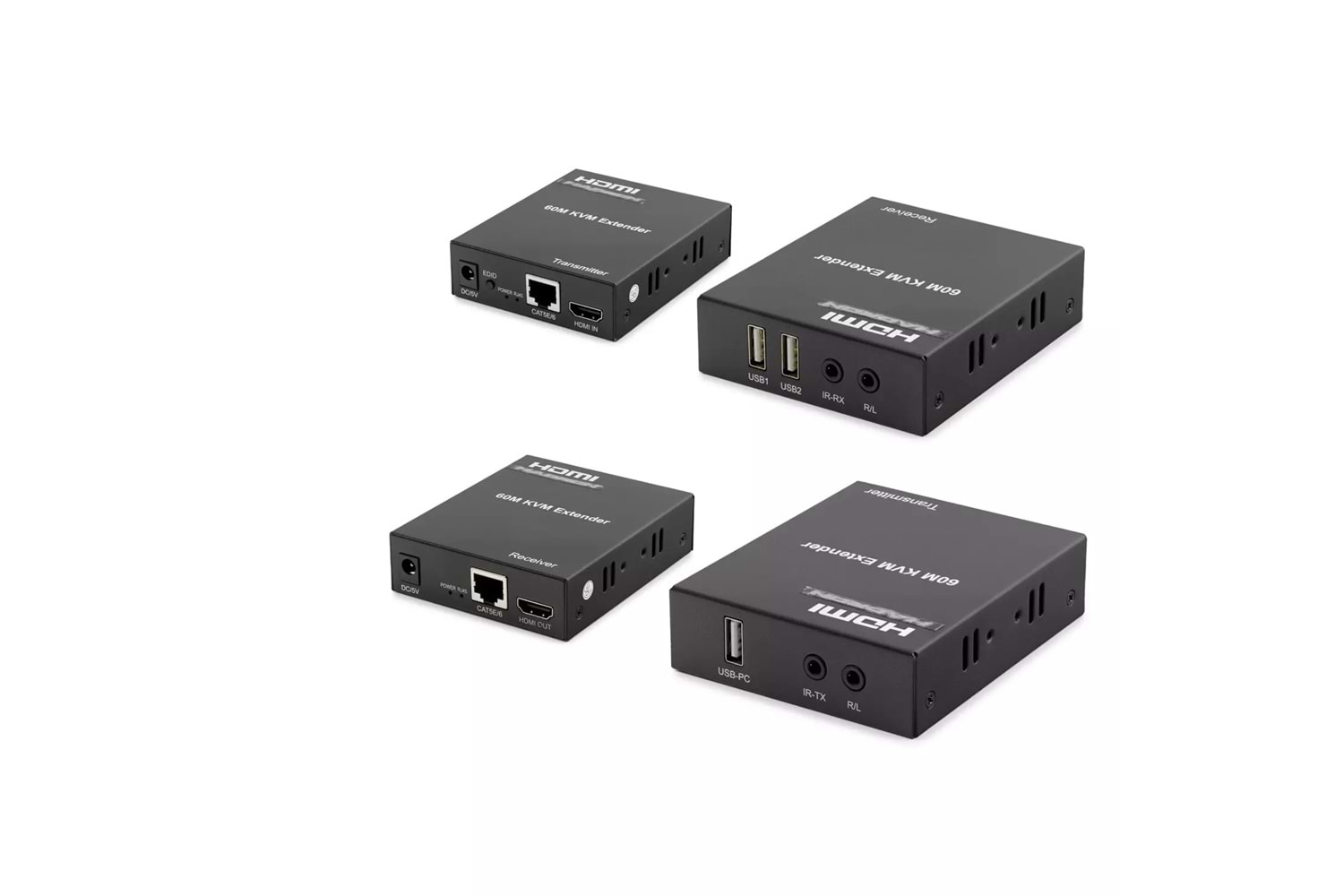 HDMI KVM EXTENDER 60MT , 2 PORT USB, IR-RX , R/L, 1080P/60HZ HD1345