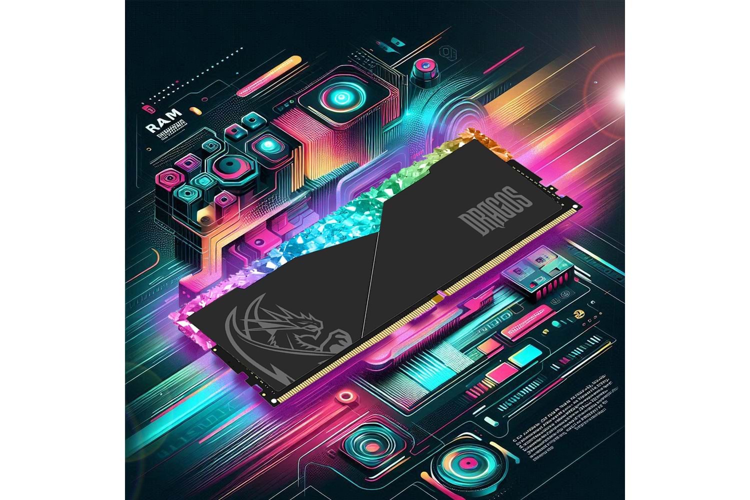 Dragos Sirius Vega M 16GB DDR4 3200MHZ Siyah Soğutuculu RGB Ram