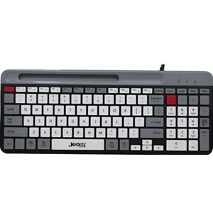 JEDEL K37 USB KABLOLU BEYAZ -GRİ RENKLİ YUMUŞAK TUŞLU HIZLI TEPKİ SESSİZ TUŞLU KLAVYE