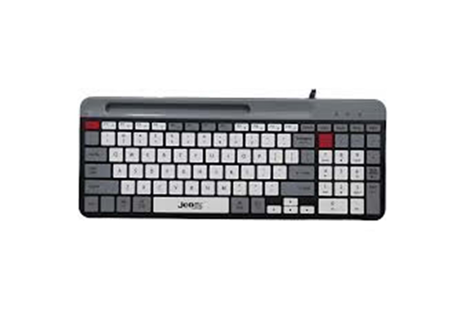 JEDEL USB KABLOLU BEYAZ -GRİ RENKLİ YUMUŞAK TUŞLU HIZLI TEPKİ SESSİZ DÜĞMELİ KLAVYE K37