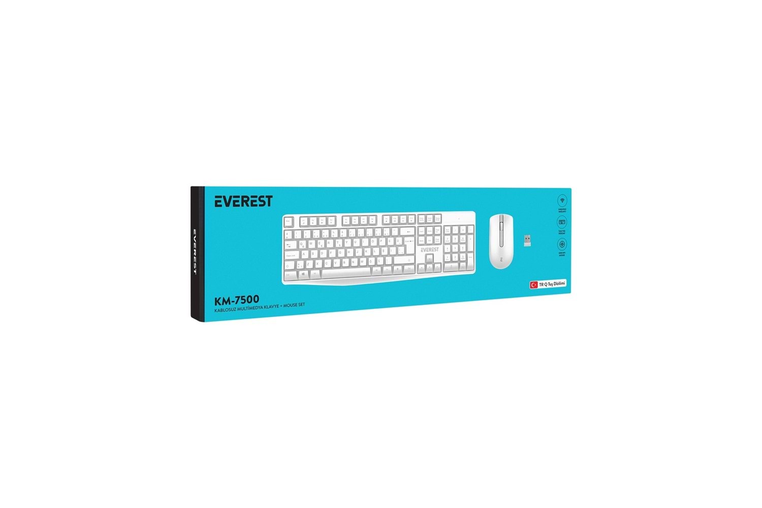 Everest Beyaz Kablosuz Q Multimedia Klavye + Mouse Set KM7500