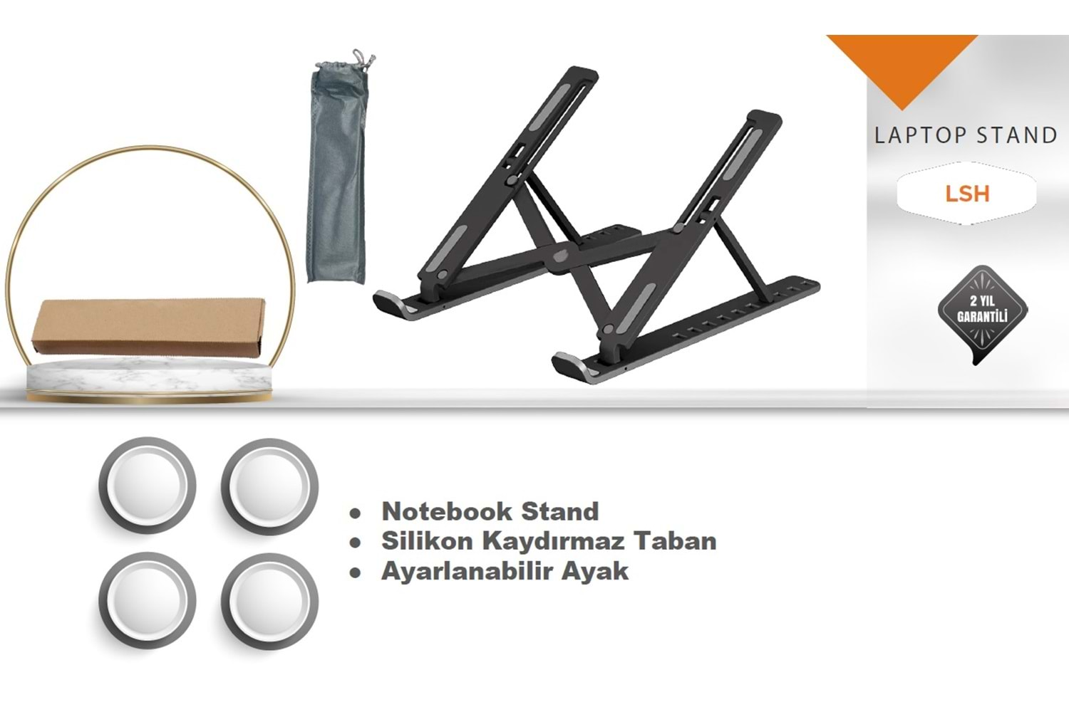 NOTEBOOK STAND AYARLANABİLİR , SİLİKON KAYDIRMAZ TABAN SİYAH