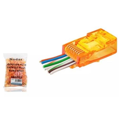 NODAR ND2413 Ezrj45 100Lü Paket YENİ NESİL Turuncu
