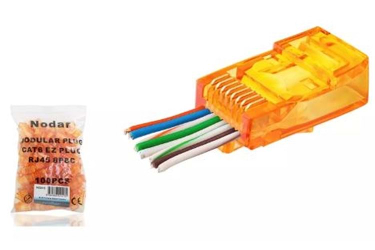 NODAR ND2413 Ezrj45 100Lü Paket YENİ NESİL Turuncu