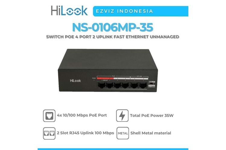 HİLOOK 4 PORT PoE, 35W, +2 PORT