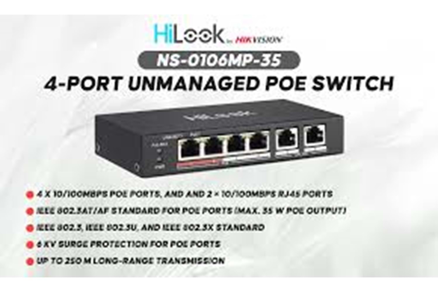 HİLOOK 4 PORT PoE, 35W, +2 PORT
