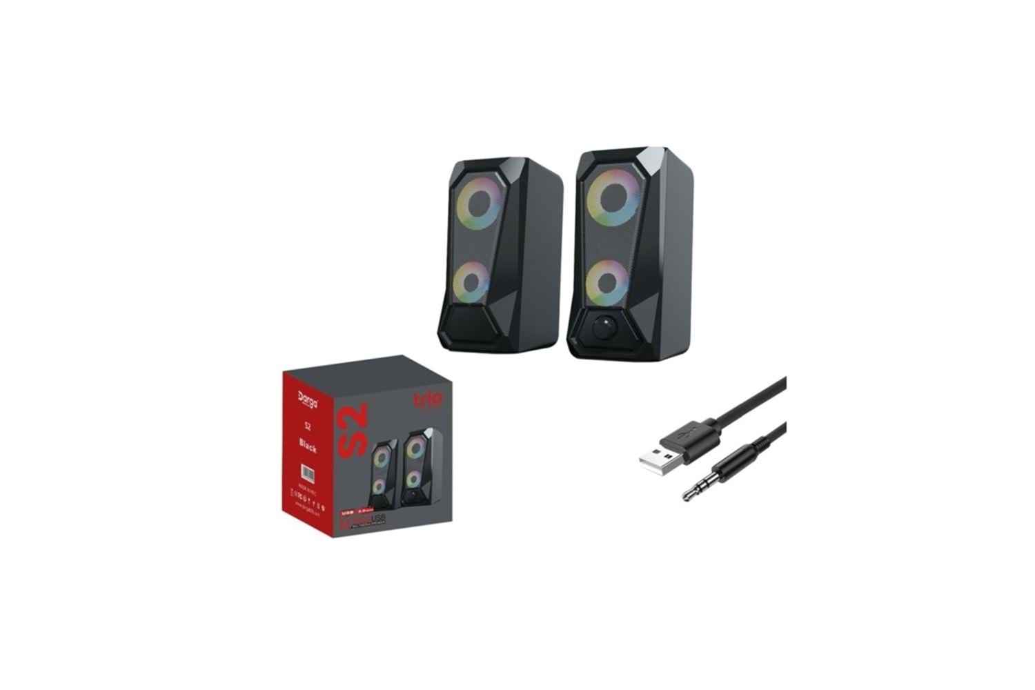 USB LEDLİ HOPARLÖR 1+1 S2 TRİO