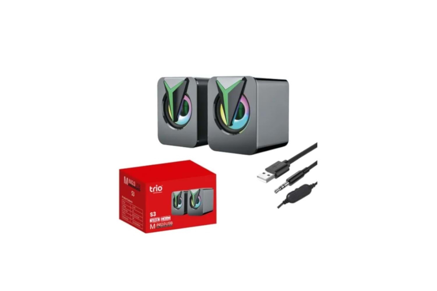 MINI USB MULTIMEDYA IŞIKLI HOPARLÖR 1+1 S3 TRİO