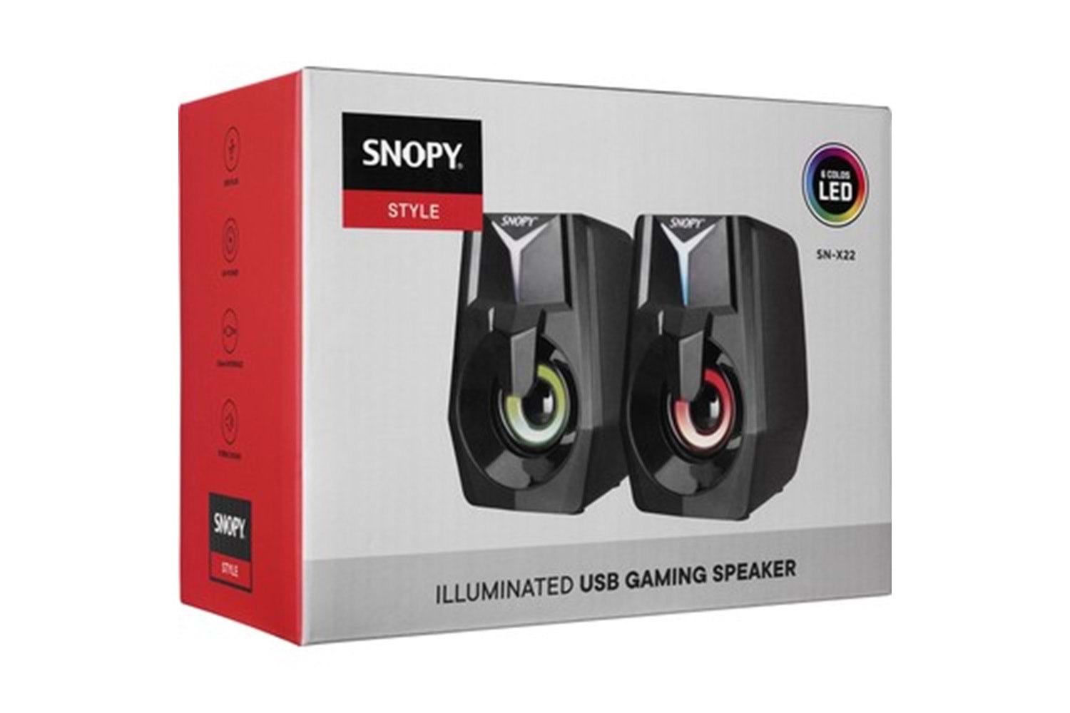 Snopy STYLE 2.0 Multimedia IŞIKLI 3W*2 SİYAH USB HOPARLÖR SN-X22