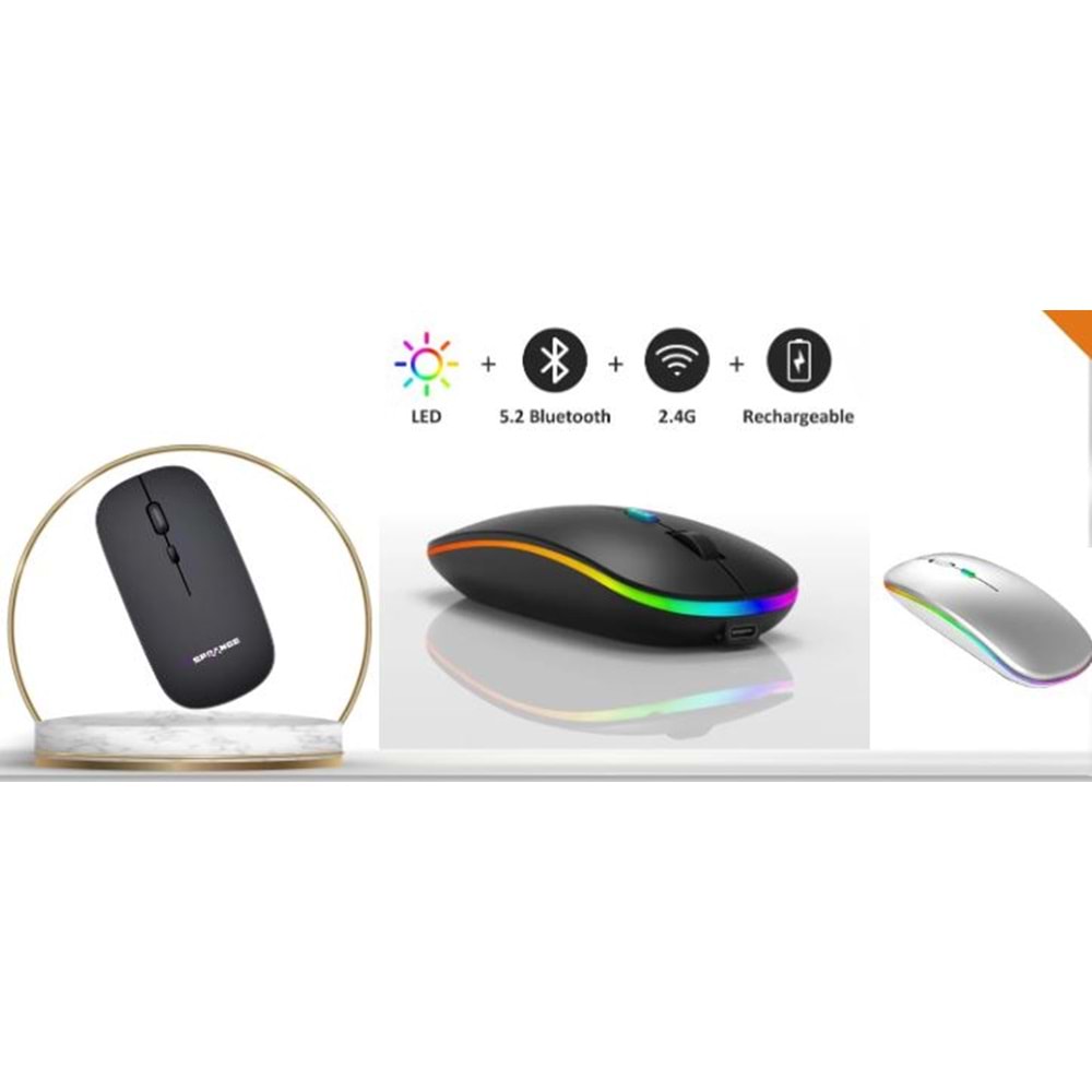 SPRANGE BT 5.2 +ŞARJLI IŞIKLI KABLOSUZ MOUSE SRM1