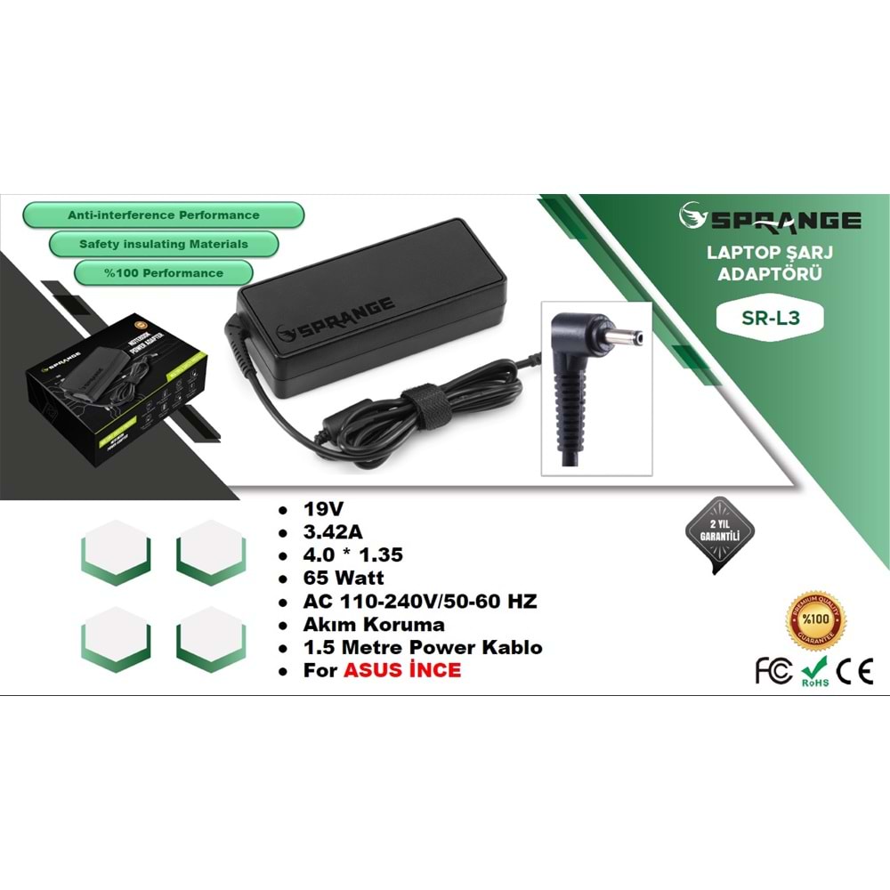ASUS İNCE UÇ 19.V-3.42A 4.0*1.35 SPRANGE SR-L3
