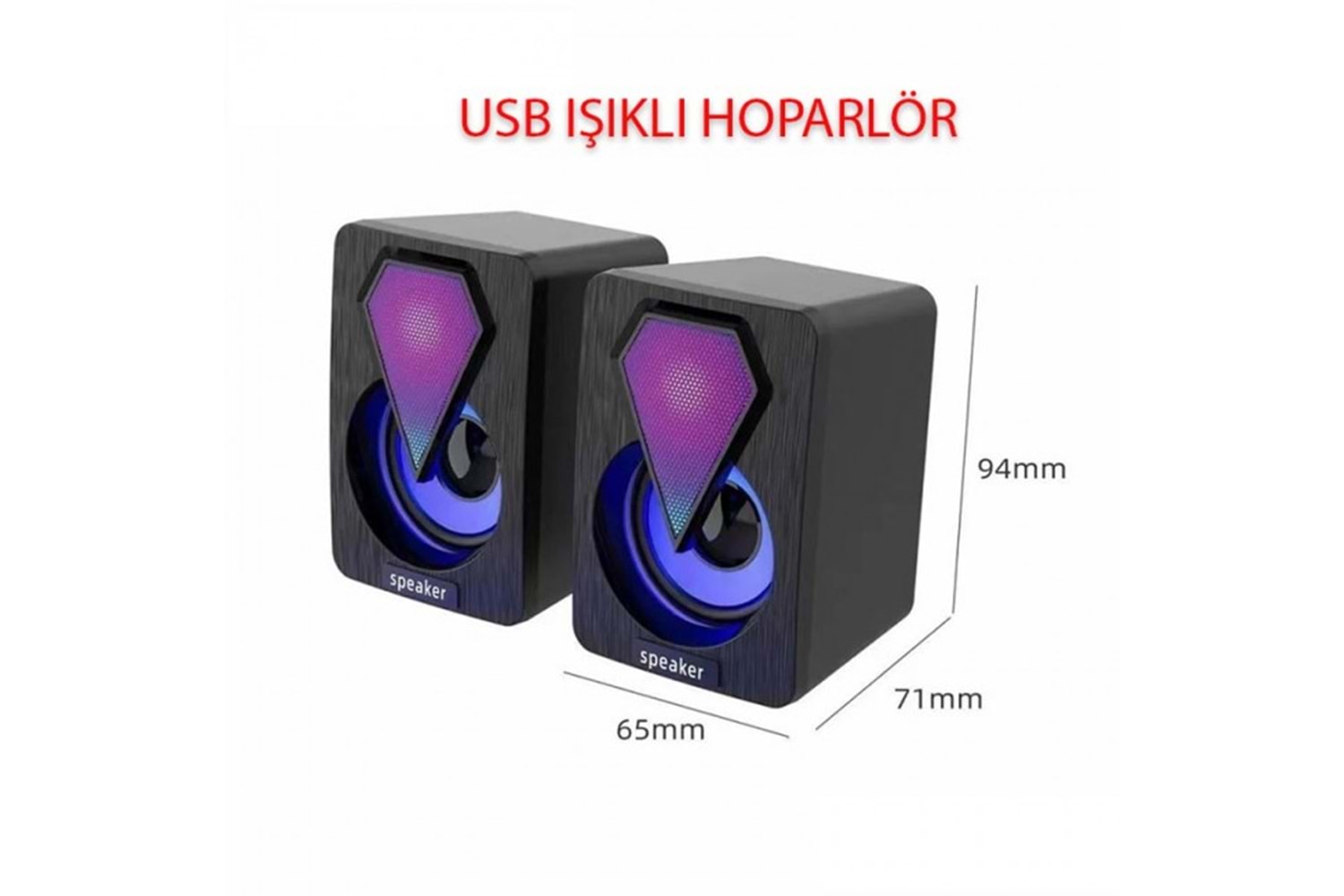 1+1 Siyah Mini Işıklı Pc, Notebook Hoparlör D04