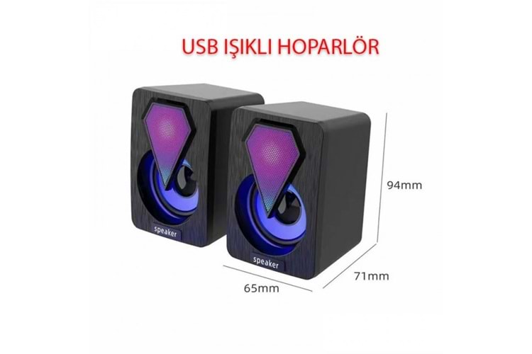 1+1 Siyah Mini Işıklı Pc, Notebook Hoparlör D04