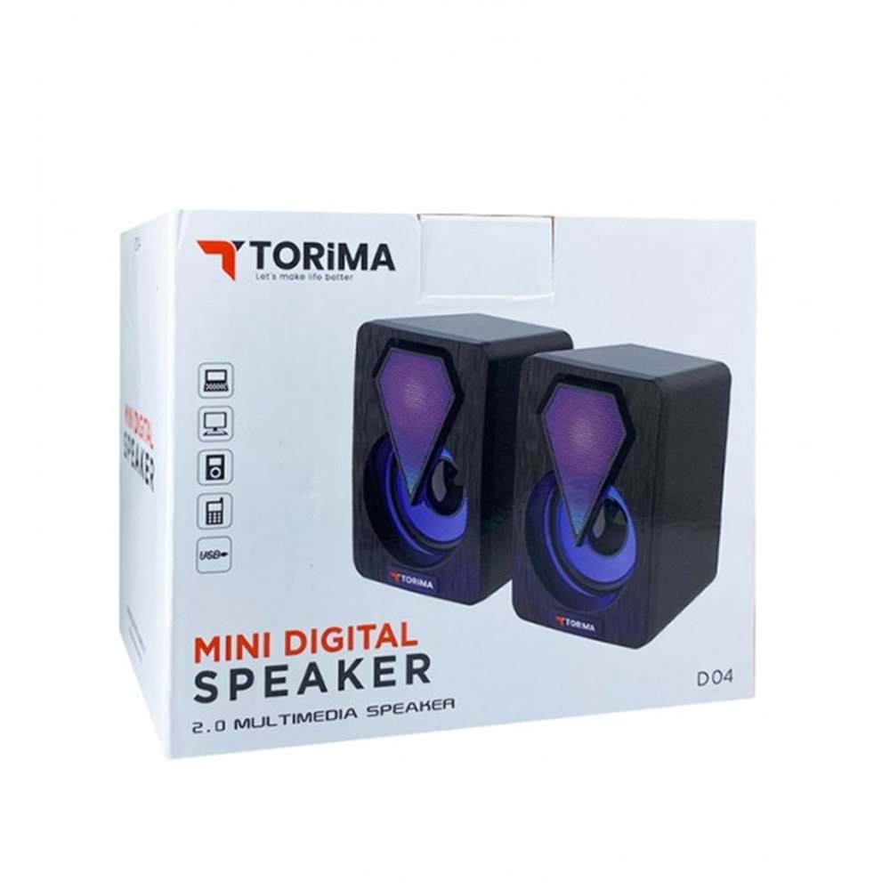 1+1 Siyah Mini Işıklı Pc, Notebook Hoparlör D04