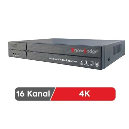 BEYLERBEYİ KL IVR4K16-1 SC 16 KANAL NVR 4K/5MP KAMERA DESTEĞİ- 1 HDD DESTEKLER - SMART KODEK S265 / H.265 - 1*RJ45 NETWORK GİRİŞİ - 1*VGA / 1*HDMI - DC 12V - KNOWLEDGE İZLETİCİ V3 APP
