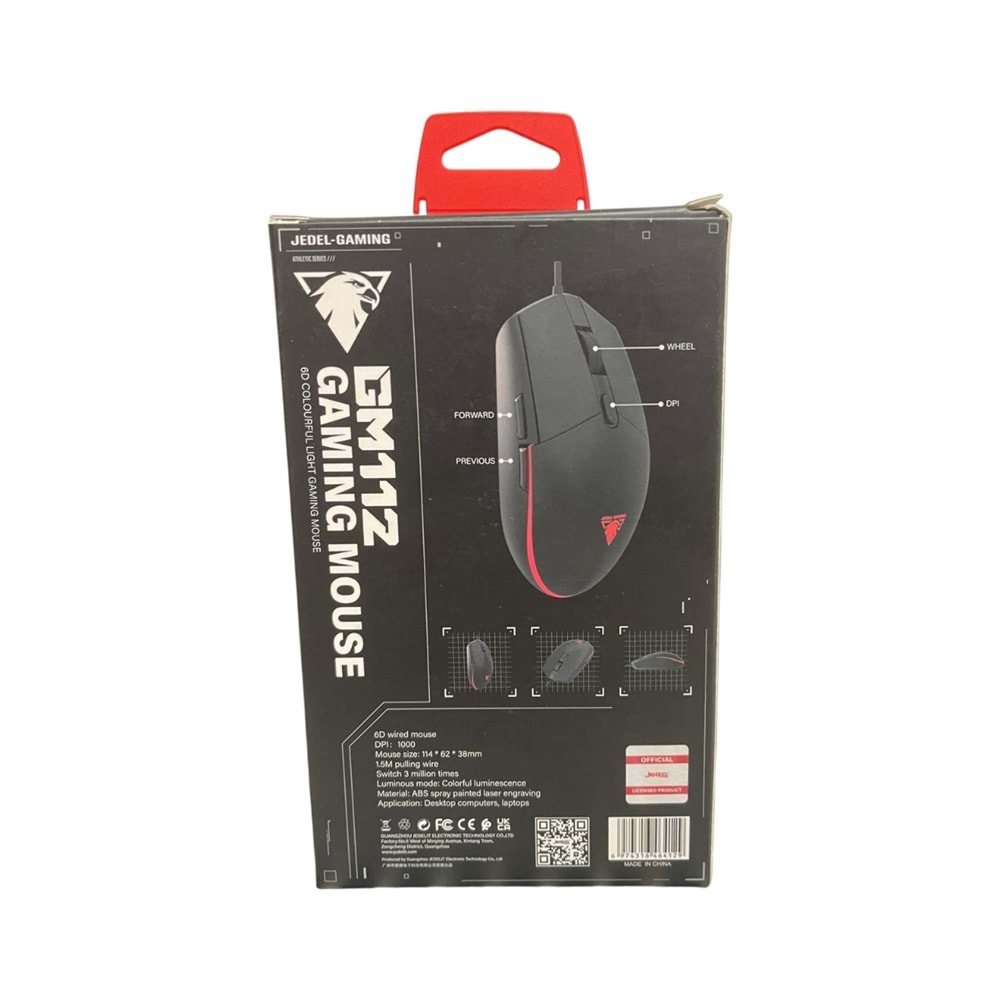 JEDEL GM112 IŞIKLI OYUNCU MOUSE 4 BUTON 1.5M
