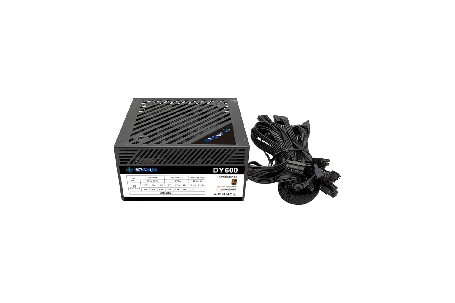 DARYUN DY600 SİYAH 600W 80+ POWER SUPPLY (KUTUSUZ)