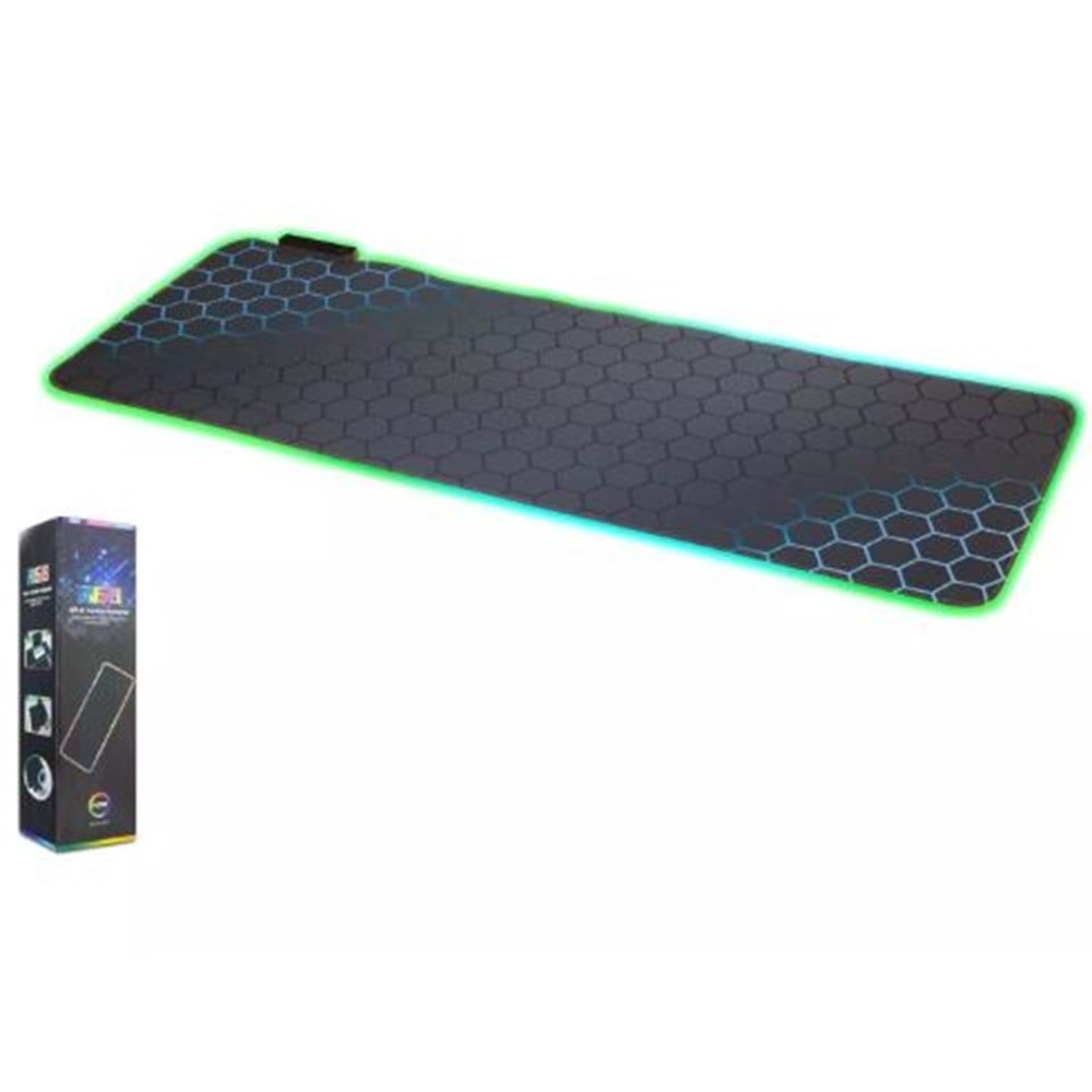30X80 CM IŞIKLI RGB GAMİNG KARIŞIK RENKLİ PETEK DESENLİ KIRMIZI-MAVİ MOUSE PAD