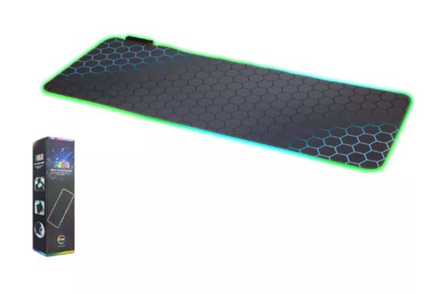 30X80 CM IŞIKLI RGB GAMİNG KARIŞIK RENKLİ PETEK DESENLİ KIRMIZI-MAVİ MOUSE PAD