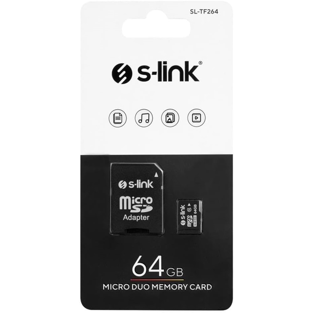S-Link SL-TF264 64 GB CLASS10 Adaptörlü Micro SD Kart Bellek
