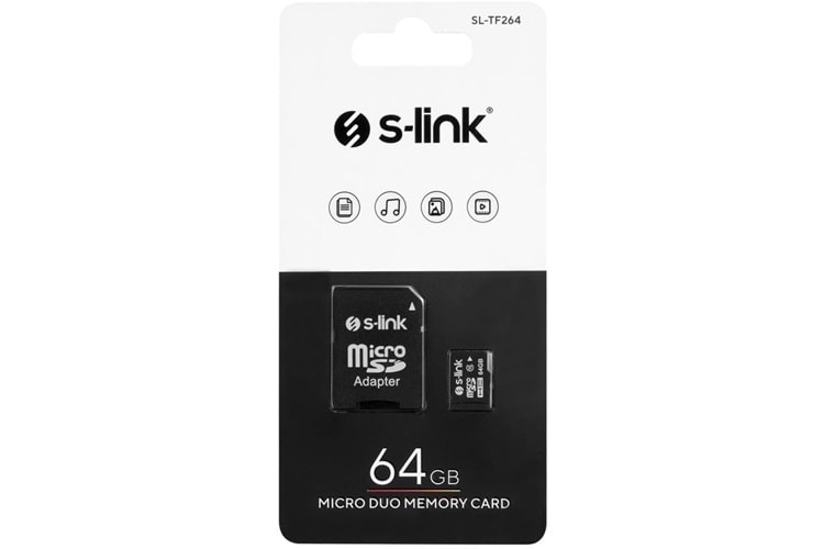 S-Link SL-TF264 64 GB CLASS10 Adaptörlü Micro SD Kart Bellek