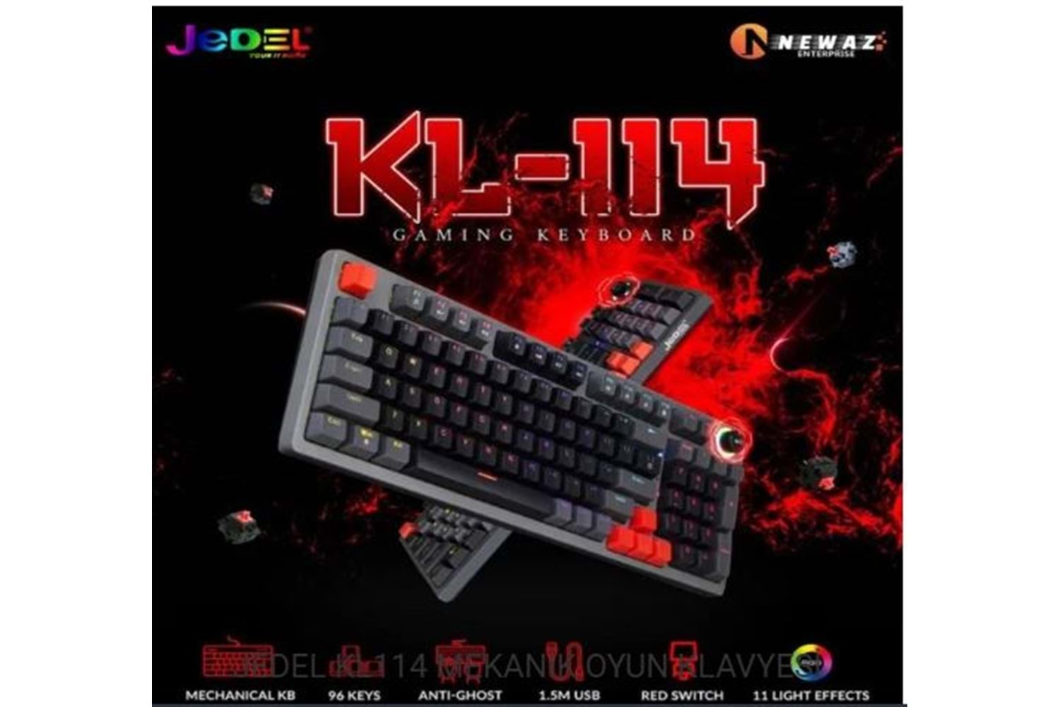 JEDEL KL114 RGB BLUE SWITCH MEKANİK KABLOLU KLAVYE