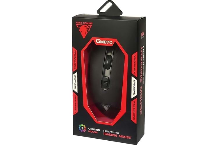 JEDEL GM870 RGB ISIKLI 3200 DPI 7D MAKRO USB KABLOLU 7 RENKLİ LED OYUNCU MOUSE