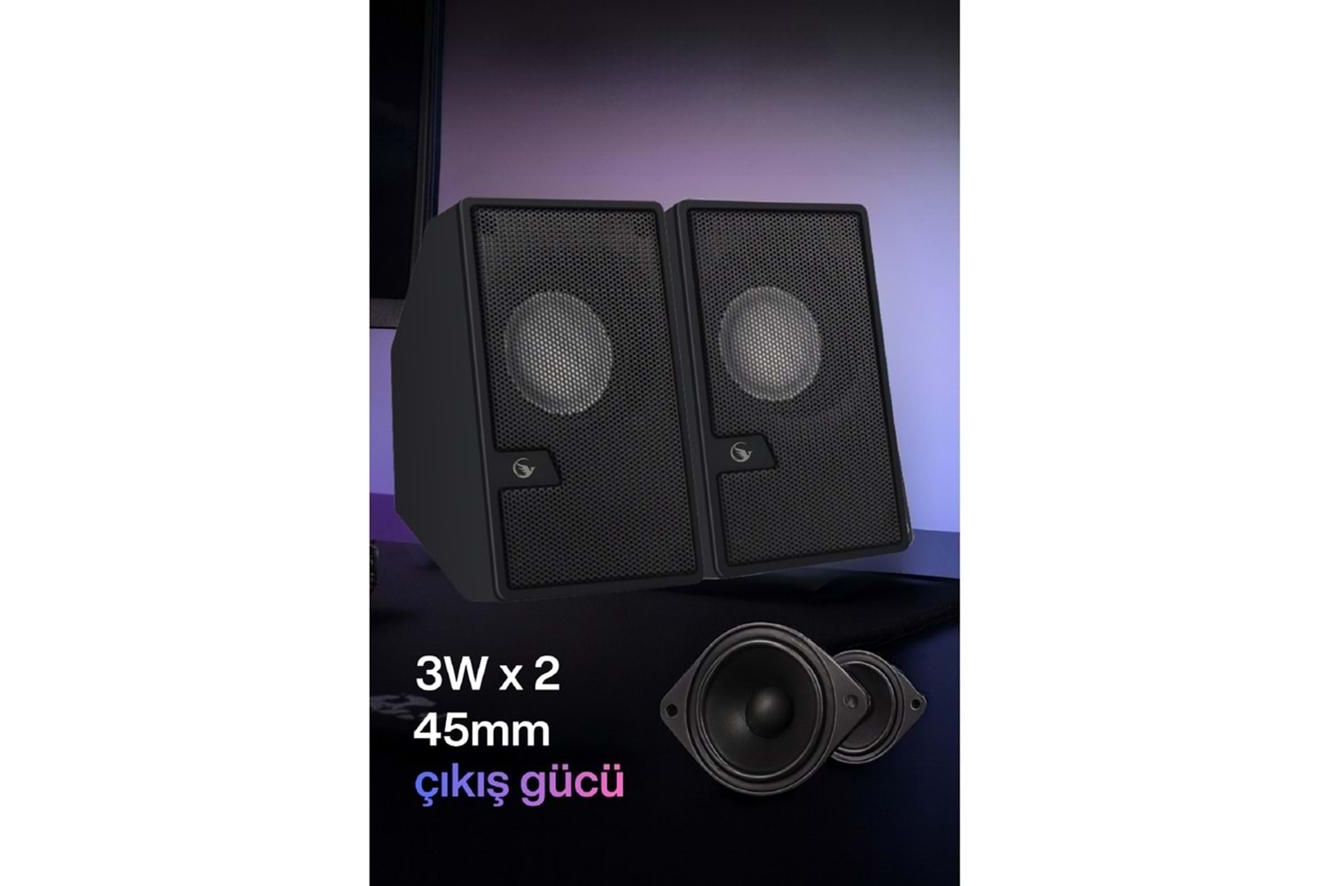 Sprange SR-PN784 2.0 3W*2 USB + 3.5mm USB 5V Hoparlör Siyah