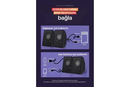 Sprange SR-PN784 2.0 3W*2 USB + 3.5mm USB 5V Hoparlör Siyah