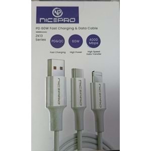 NICEPRO PD 60W FAST CHARGING DATA 4000MBPS TYPE-C ŞARJ KABLOSU