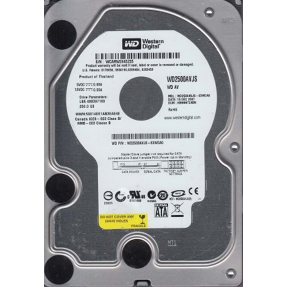 WESTERN DIGITAL 250GB WD2500AVJS SATA3 7200 RPM 3.5