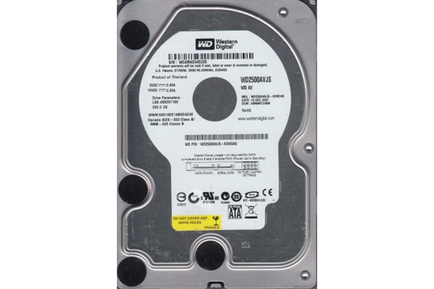 WESTERN DIGITAL 250GB WD2500AVJS SATA3 7200 RPM 3.5