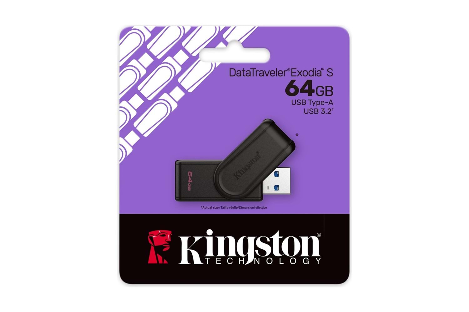 KINGSTON DTXS/64GB PORTABLE USB 3.2 GEN1 DATA TRAVELER EXODİAS FLASH DISK SİYAH