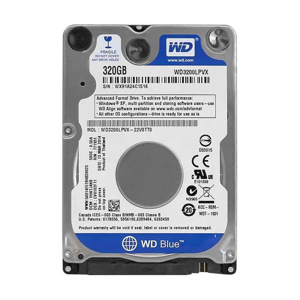 WESTERN DIGITAL 320GB WD3200LPVX SATA 5400 RPM 2.5