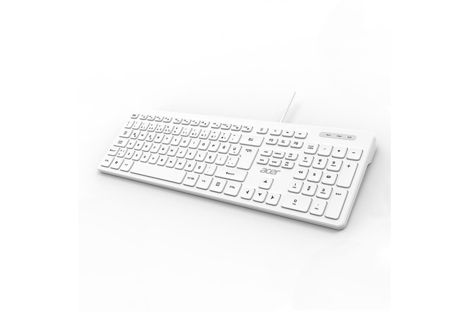 ACER OAK920 Q USB BEYAZ 1.8MT KABLOLU KLAVYE/TEK TUŞ HESAP MAKİNALI (Sessiz Tuş)