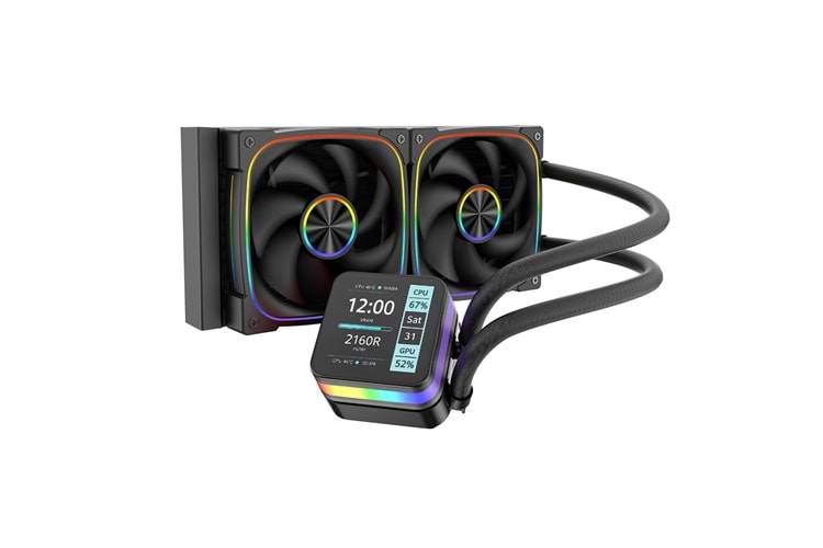 Dragos Rock 240 SİYAH Intel&AMD 240MM Led Ekranlı ARGB Sıvı Soğutucu