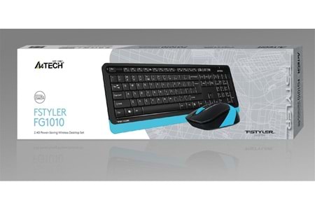 A4 TECH FG1010 Q MAVİ 2.4GHZ KABLOSUZ USB MULTIMEDIA KLAVYE+MOUSE SET