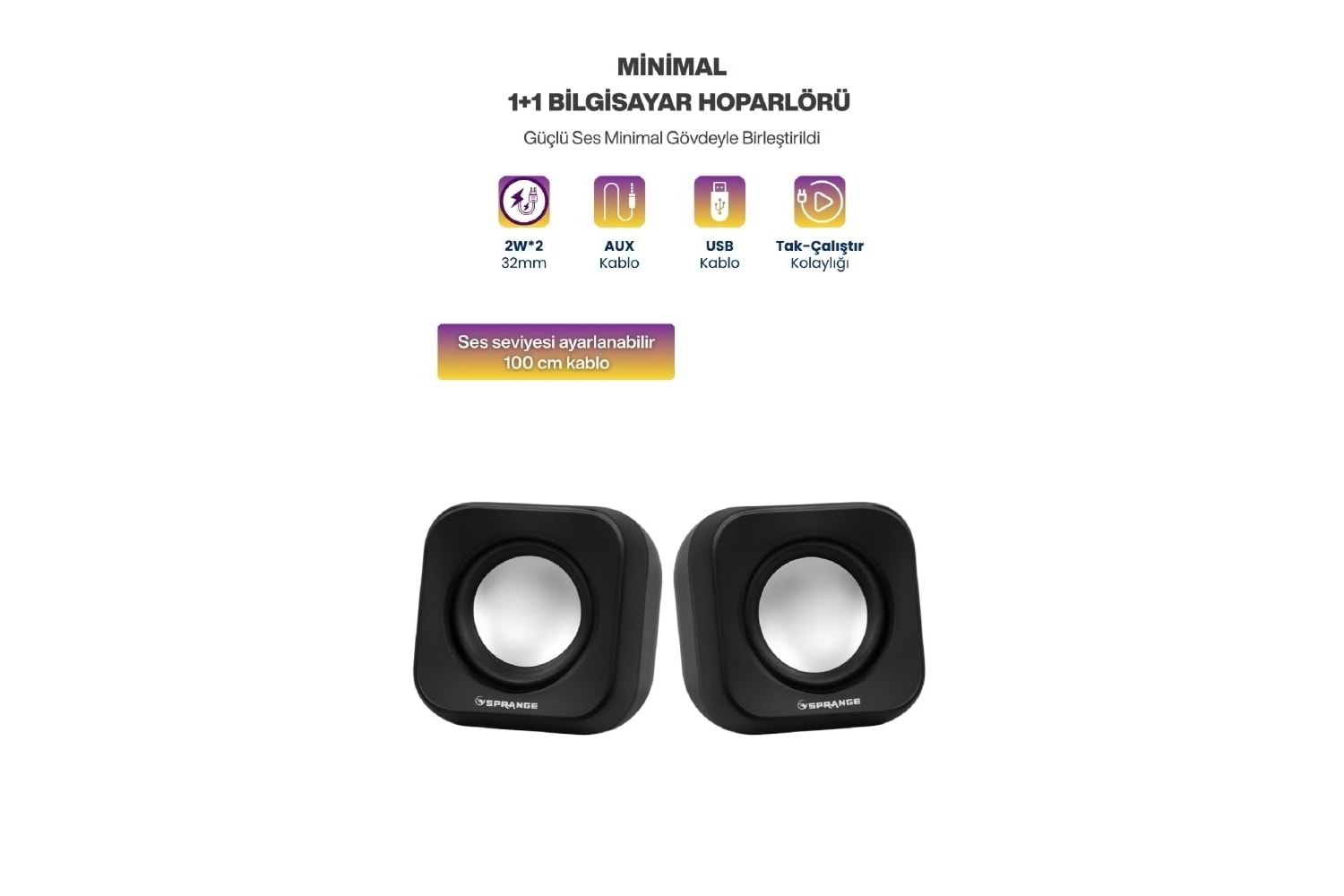 SPRANGE MİNİ 5V USB SİYAH HOPARLÖR SR-PN99