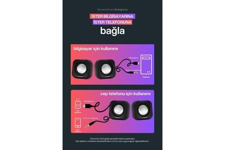 SPRANGE MİNİ 5V USB SİYAH HOPARLÖR SR-PN99