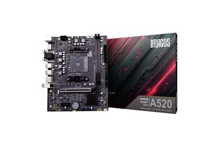Dragos A520 D4 Sata,M2 Ddr4 4600MHz Usb 3.2 Hdmi Dp Ses G.Lan AM4 mATX Anakart