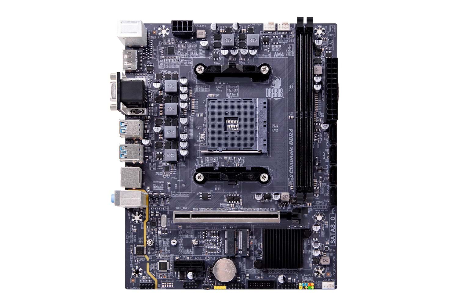 Dragos A520 D4 Sata,M2 Ddr4 4600MHz Usb 3.2 Hdmi Dp Ses G.Lan AM4 mATX Anakart