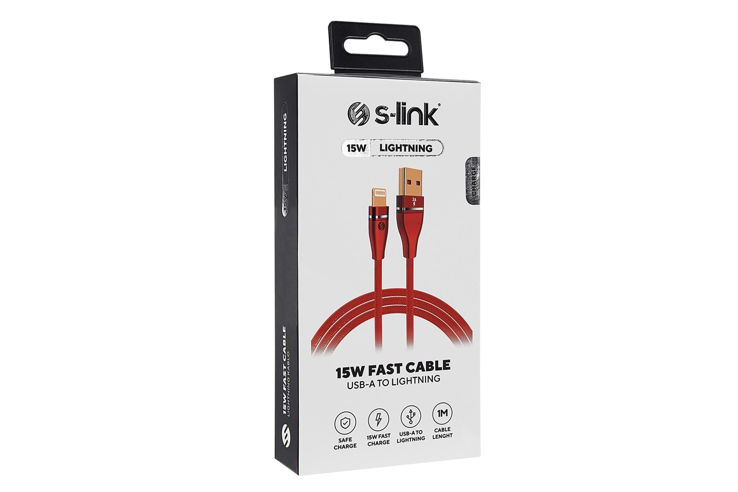 S-LİNK SWAPP SW-C640 3A İPHONE LİGHTNİNG ŞARJ KABLOSU- KIRMIZI