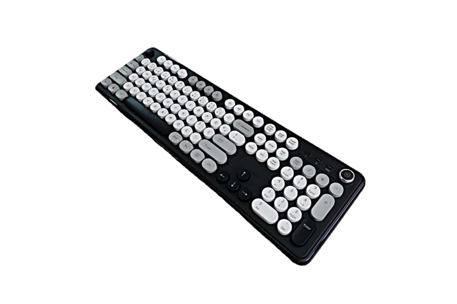 JEDEL USB KABLOSUZ / BLUETOOTH SİYAH-BEYAZ DAKTİLO TUŞLU YUMUŞAK TUŞLU KLAVYE WKB104