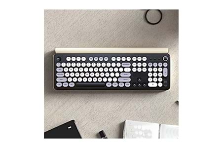JEDEL USB KABLOSUZ / BLUETOOTH SİYAH-BEYAZ DAKTİLO TUŞLU YUMUŞAK TUŞLU KLAVYE WKB104